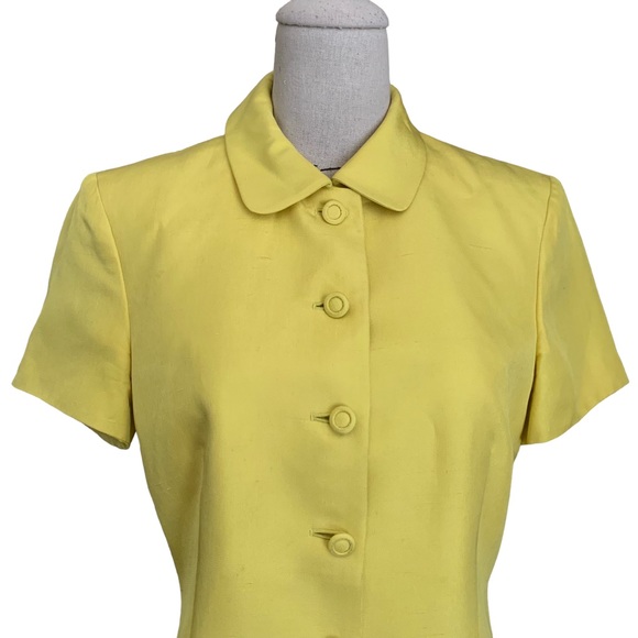 Vintage 90s Istante Versace Bright Yellow Silk Jacket Medusa Button sz 42 - Picture 2 of 16